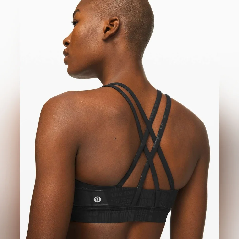 NWOT Lululemon Energy Bra *Manifesto (20YR Manifesto Foil Black) Size 12